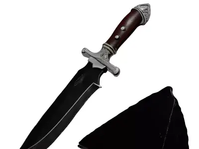 Obsidian Blade with Leather Handle 3D model