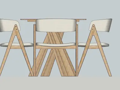 Dining table and chairs B2C Gaudi 3D model