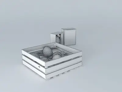 Eggs wooden box with in it Free 3D model