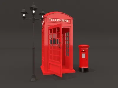 Telephone booth Low-poly 3D model