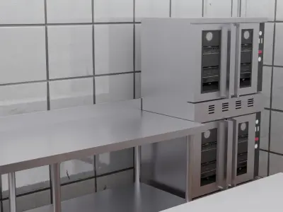 Simple Commercial Kitchen Low-poly 3D model