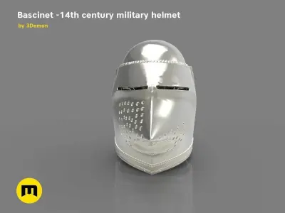 Bascinet -14th century military helmet 3D print model
