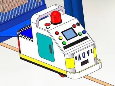 AGV-car man pushing cart with boxes 3D model