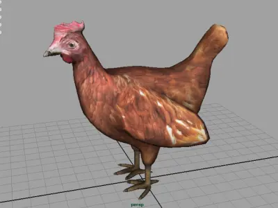 Chiken rooster Low-poly 3D model