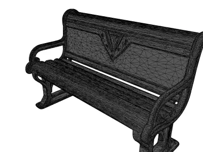 Vintage Cast Iron Park Bench 3D model