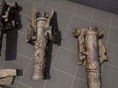 Pirate Cannons Low-poly 3D model