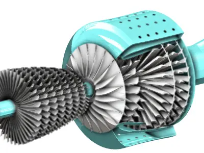 3D Jet Engine Model High Detail Gas Turbine CAD Design 3D print model