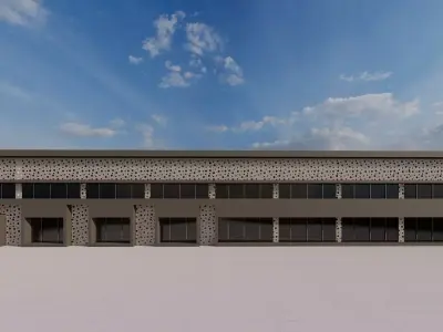 Minimalist 2 storey building 3D model