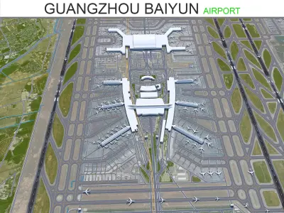 Guangzhou Baiyun International Airport 12km Low-poly 3D model