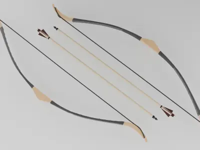 Game Ready Arrow and Bow Weapons Package v1 - 6 Assets Low-poly 3D model
