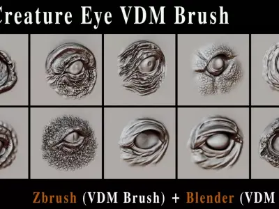 42 Creature Eye VDM Brush For ZBrush Blender Vol06 Free low-poly 3D model