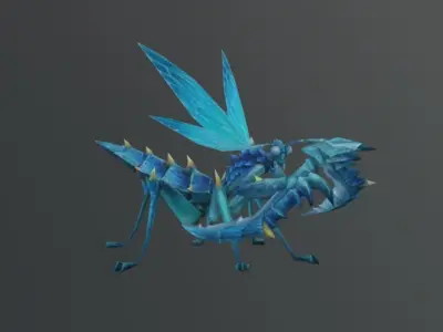 Blue Ray Mantis Fantasy Low-poly 3D model