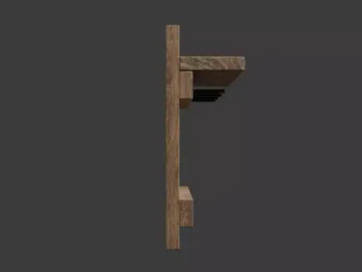 Simple Rustic Reclaimed Wood Keyholder Shelf Free low-poly 3D model