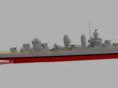 USS Fletcher DD-445 Destroyer  3D model