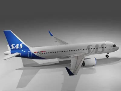 SAS airbus a320neo 3d model Low-poly 3D model