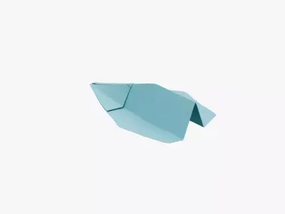Paper Plane Cyan Low-poly 3D model