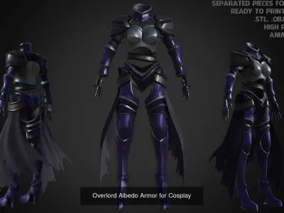 Overlord Albedo Full Armor and Axe for Cosplay 3D Model Collection