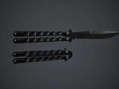 Balisong Knife PBR Game Ready Low-poly 3D model