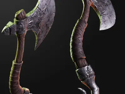 War Axe Low-poly 3D model 5