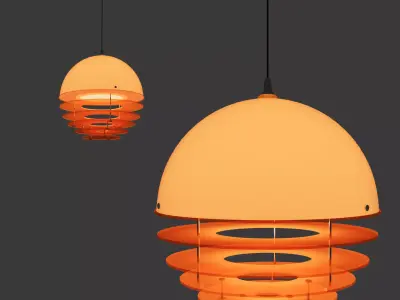 Mid-Century Bauhaus Sunset Orange Pendant Lamp Free low-poly 3D model