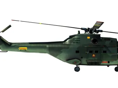 Helicopter puma 9 textures Low-poly 3D model