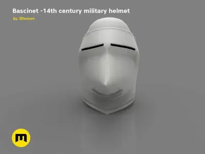 Bascinet -14th century military helmet Low-poly 3D model