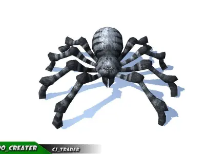 Low-Poly Black Evil Spider Rigged Animated 3d model Low-poly 3D model