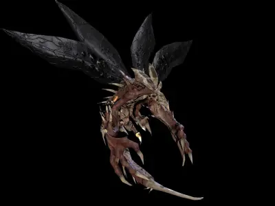 Flying carnivorous beetle Low-poly 3D model