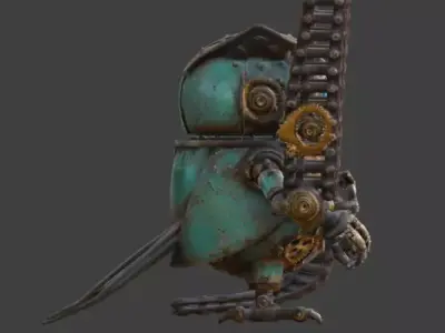 Steampunk Mechanical Clockwork Owl Bot Low-poly 3D model