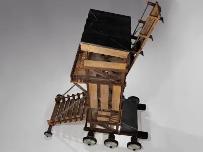 Low Poly Siege Tower with 4K Textures Low-poly 3D model