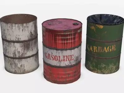 Barrels Asset 02 Low-poly 3D model