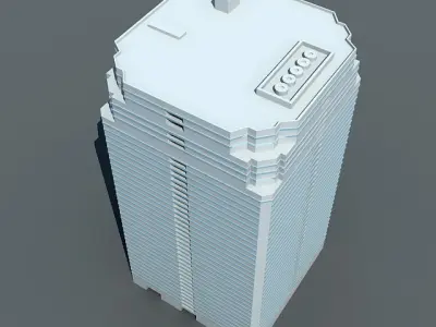 Detailed White Building 3D model