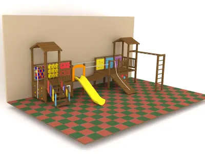Playground wooden set 3D model purchase