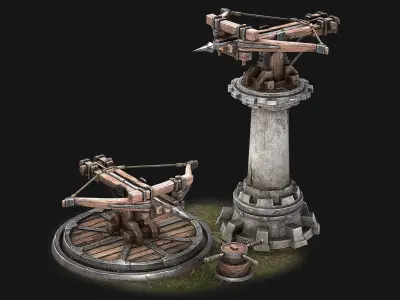 Ballista Tower Pack Low-poly 3D model