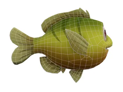 Bluegill Fish Cartoon Animated Low-poly 3D model