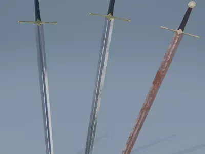 Sword two swords Low-poly 3D model