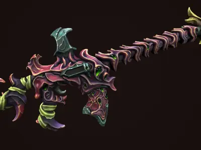 Undead assault rifle Low-poly 3D model