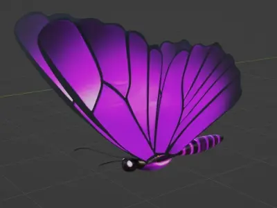 Pack of butterflies in six different colors Low-poly 3D model