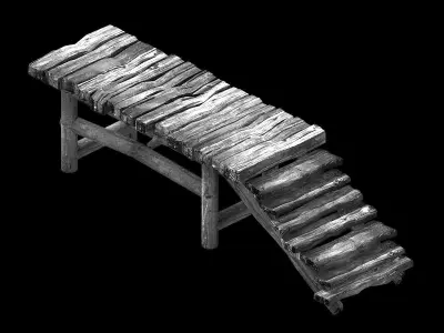 Pier-Wooden Ladder 35 3D model