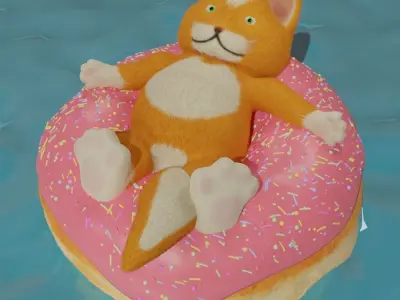 Donut cat Free low-poly 3D model