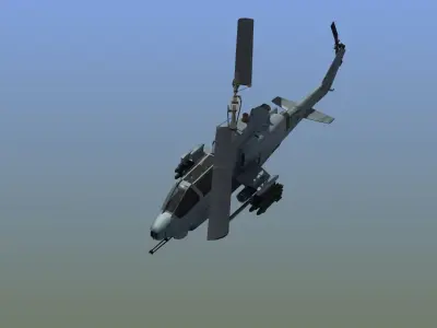 AH1W Cobra attack helicopter Low-poly 3D model