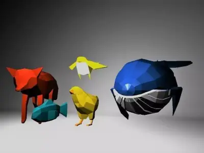 Animal Pack Animated Rig Low-poly Low-poly 3D model