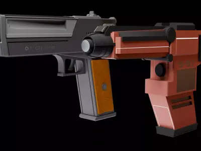 MID POLY GUN MODEL Low-poly 3D model