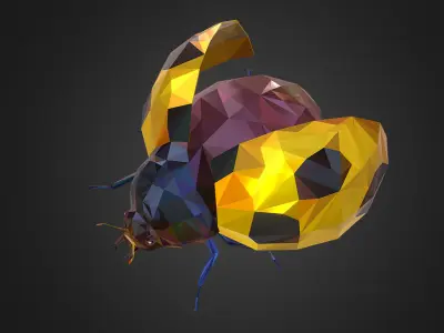 Bug Ladybug Yellow Low Polygon Art Insect Low-poly 3D model