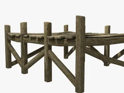 Wooden Platform Low-poly 3D model