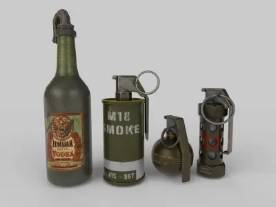 Hand Grenades - PBR - Low Poly 3D Low-poly 3D model