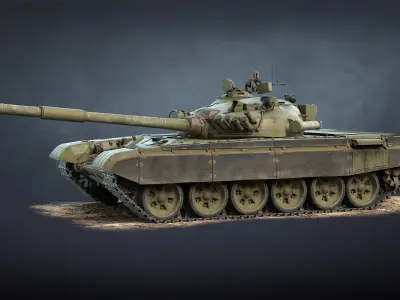 T-72A Tank Low-poly 3D model