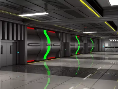 Sci Fi Futuristic Corridor 3D model buy