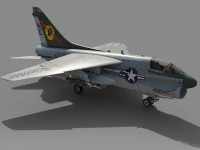  A7 CORSAIR II aircraft with weapons and shelter bonus Free 3D model