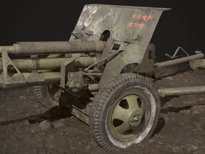 ZIS 2 Cannon USSR Low-poly 3D model